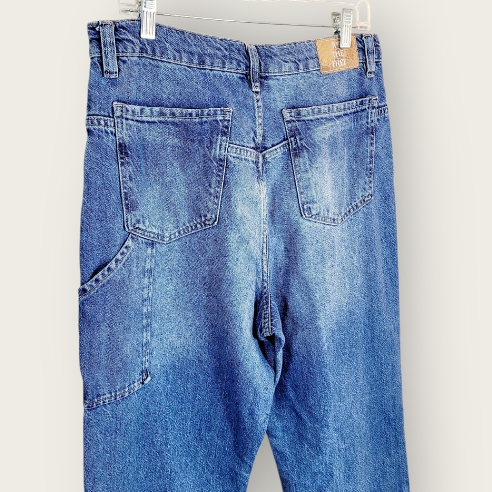 Free People We The Free Tinsley Baggy High Rise Straight Leg Distressed Jeans 31 - Picture 7 of 14